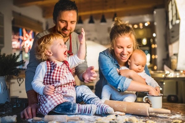 family making cookies