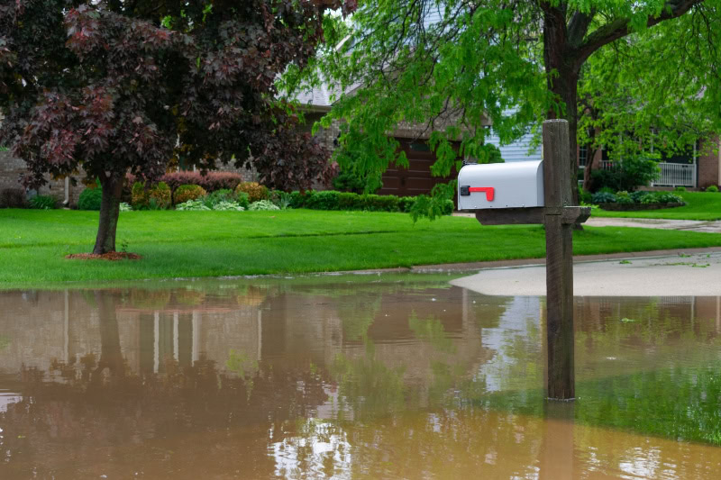 Mailbox on a Flooded Street in a Midwestern Town